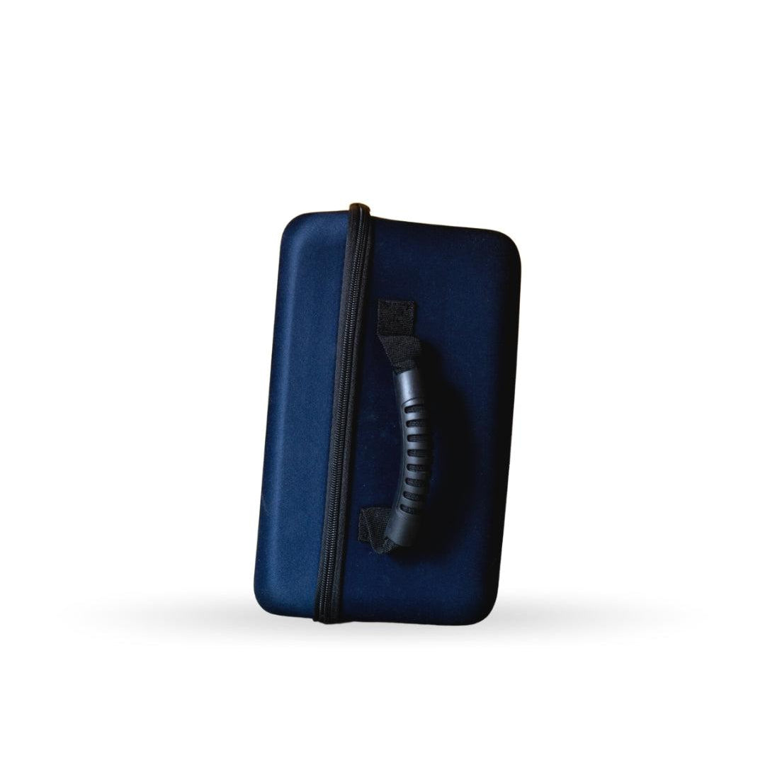 side view including handle of EVA travel case for pet oxygen