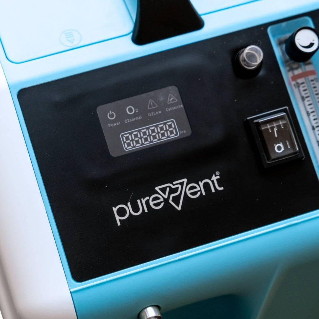 Close up view of PureVent 10L pet oxygen concentrator included in bundle
