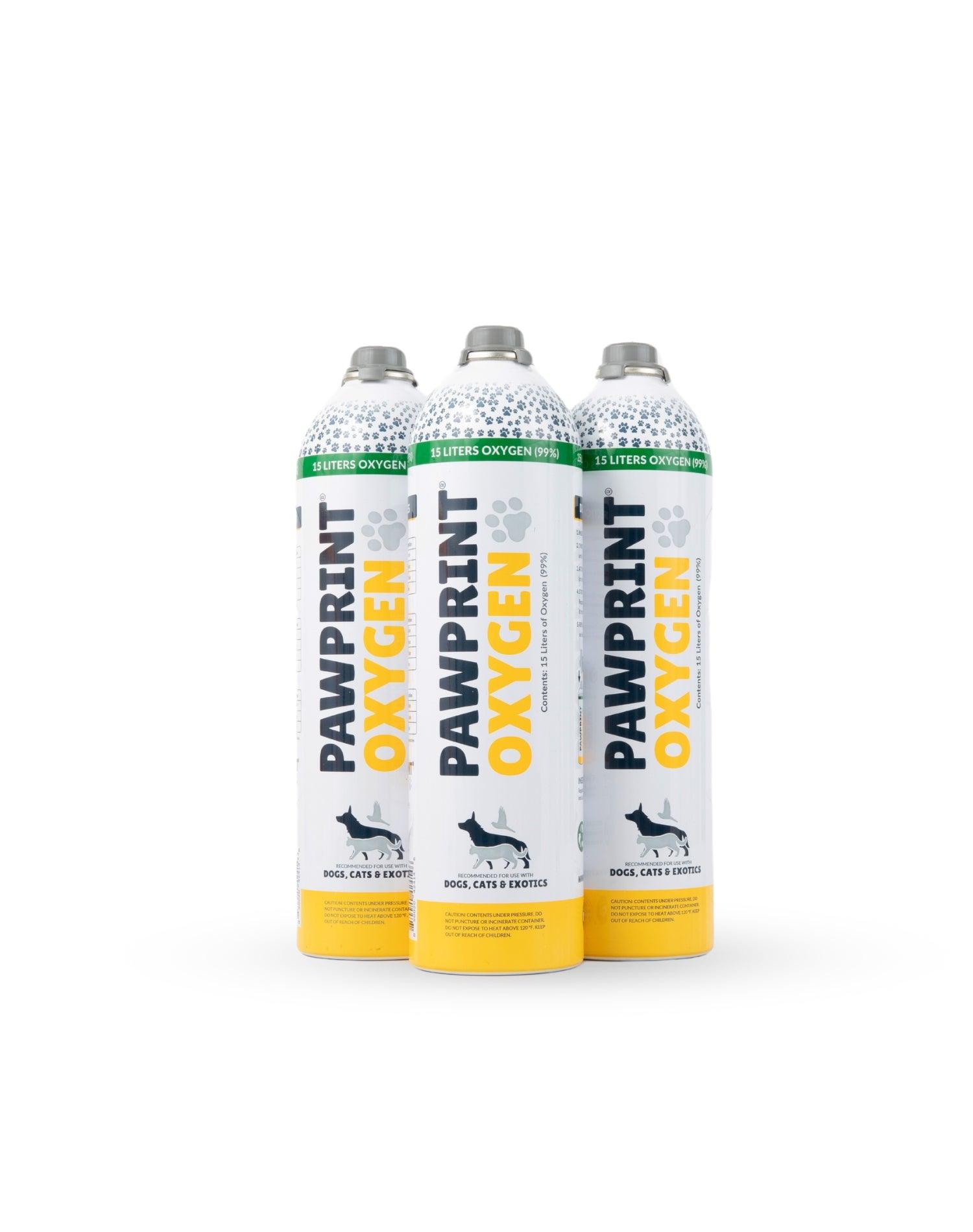 3 pack of 15L portable oxygen canisters for pets