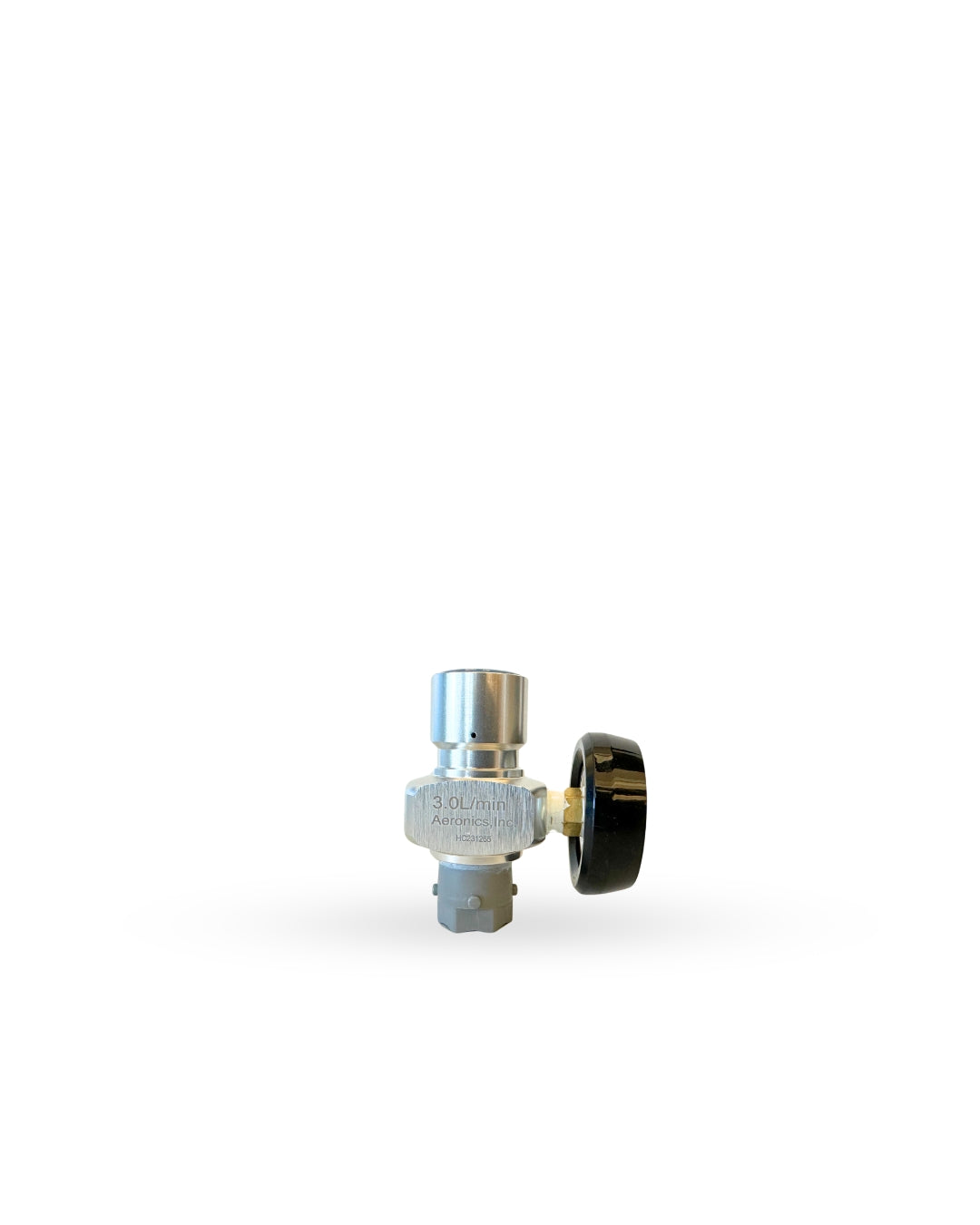 side of 3.0 L/min Aeronics oxygen flow rate regulator 