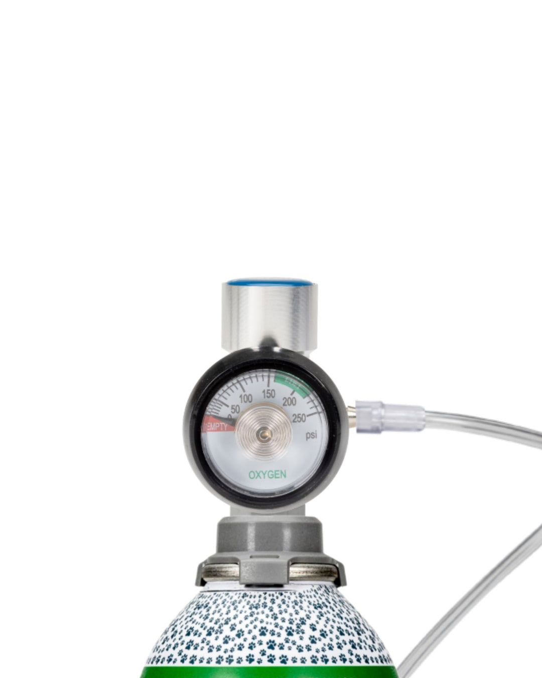 close up front view of oxygen flow rate regulator for pets